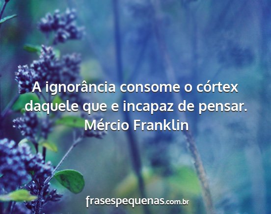 Mércio Franklin - A ignorância consome o córtex daquele que e...