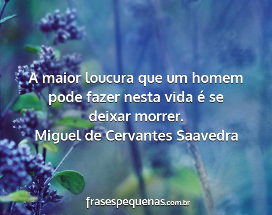 Miguel de Cervantes Saavedra - A maior loucura que um homem pode fazer nesta...