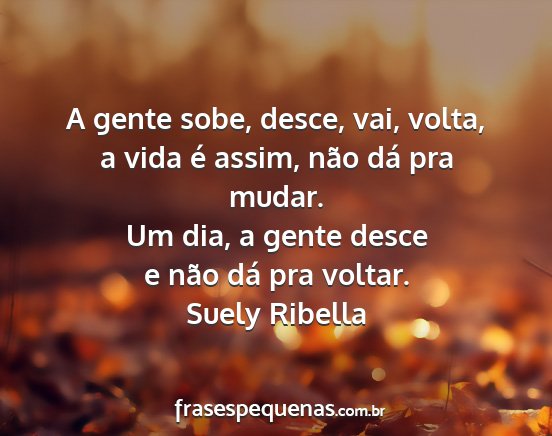 Suely Ribella - A gente sobe, desce, vai, volta, a vida é assim,...