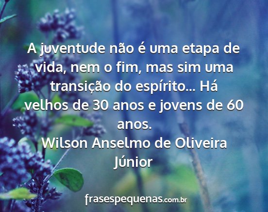 Wilson Anselmo de Oliveira Júnior - A juventude não é uma etapa de vida, nem o fim,...