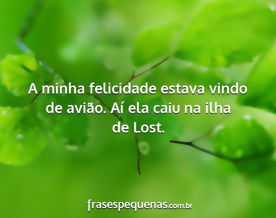 A minha felicidade estava vindo de avião. Aí...