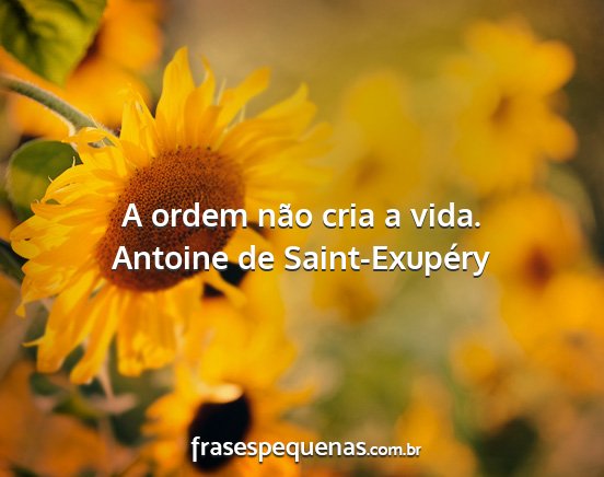 Antoine de Saint-Exupéry - A ordem não cria a vida....