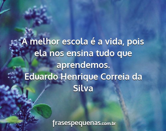 Eduardo Henrique Correia da Silva - A melhor escola é a vida, pois ela nos ensina...