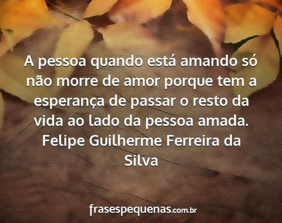 Felipe Guilherme Ferreira da Silva - A pessoa quando está amando só não morre de...