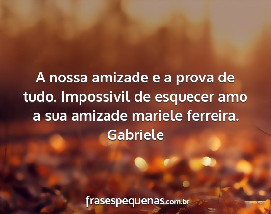 Gabriele - A nossa amizade e a prova de tudo. Impossivil de...