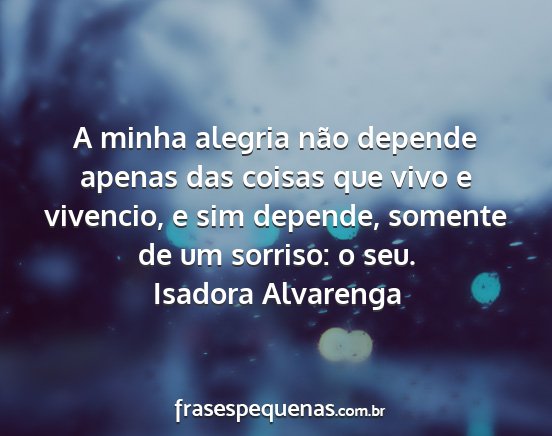 Isadora Alvarenga - A minha alegria não depende apenas das coisas...