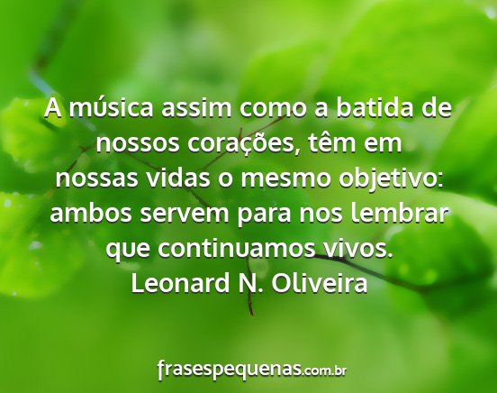Leonard N. Oliveira - A música assim como a batida de nossos...